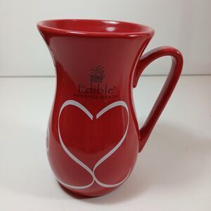 Edible Arrangements Red Heart Ceramic Vase Pitcher Mug Valentine Floral Decor